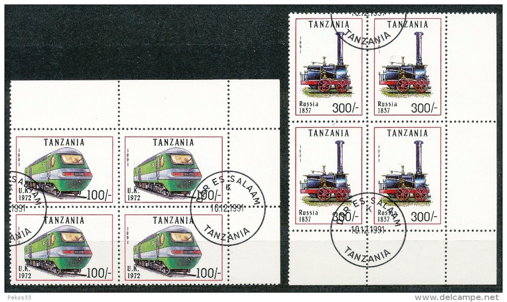 Tansania  -  Mi.Nr.  1022 - 1028   -   Gestempelt    4 Er Block - Tanzania (1964-...)