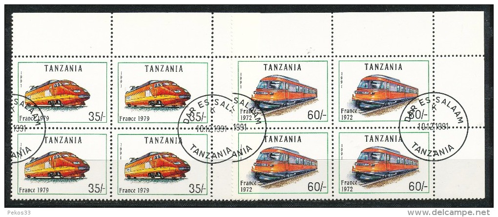 Tansania  -  Mi.Nr.  1022 - 1028   -   Gestempelt    4 Er Block - Tanzania (1964-...)