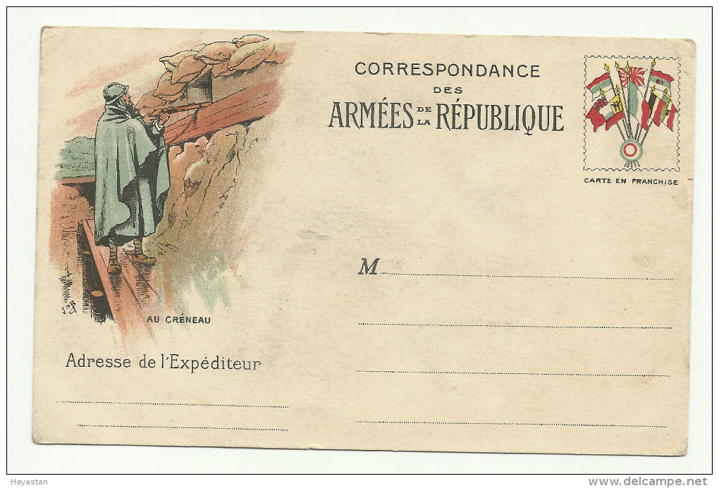 CARTE EN FRANCHISE MILITAIRE - ILLUSTREE PAR JOB - AU CRENEAU - Guerra 1914-18