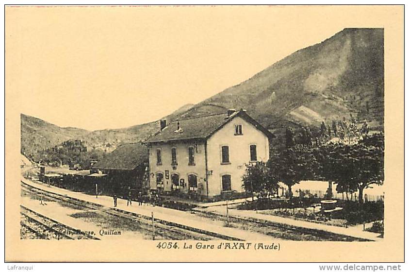 Dept Div -aude -ref CC235 - La Gare Ligne De Chemin De Fer D Axat - Carte Bon Etat  - - Axat