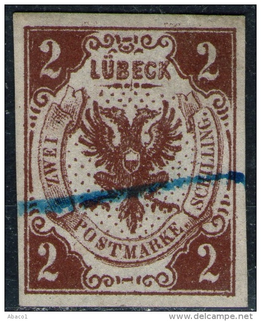 Lübeck Nr. 3 - 2 Shilling Rötlichbraun Mit Federzug - Tiefst Geprüft BPP - Kabinett - Lübeck