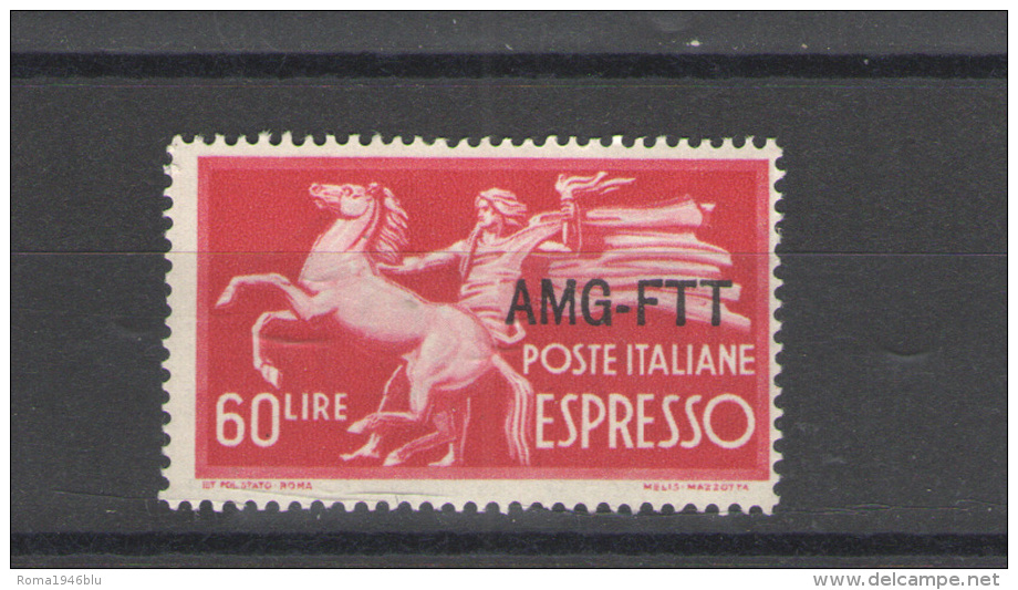 TRIESTE A 1950 ESPRESSo DEMOCRATICA 60 LIRE ** MNH LUSSO - Correo Urgente