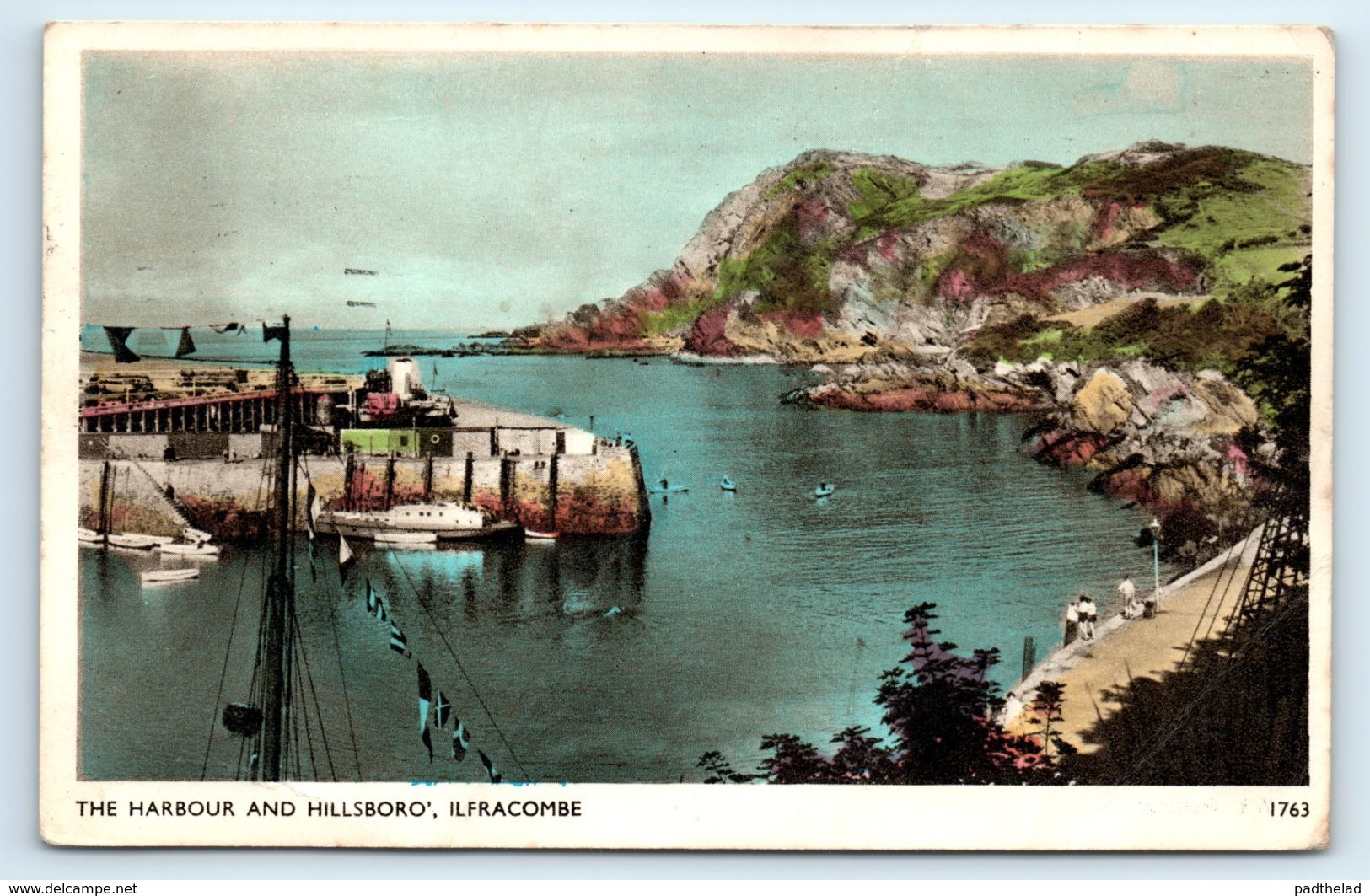 POSTCARDTHE HARBOUR AND HILLSBORO ILFRACOMBE 1763 POSTED 1954 TO COALVILLE LEICESTER - Ilfracombe