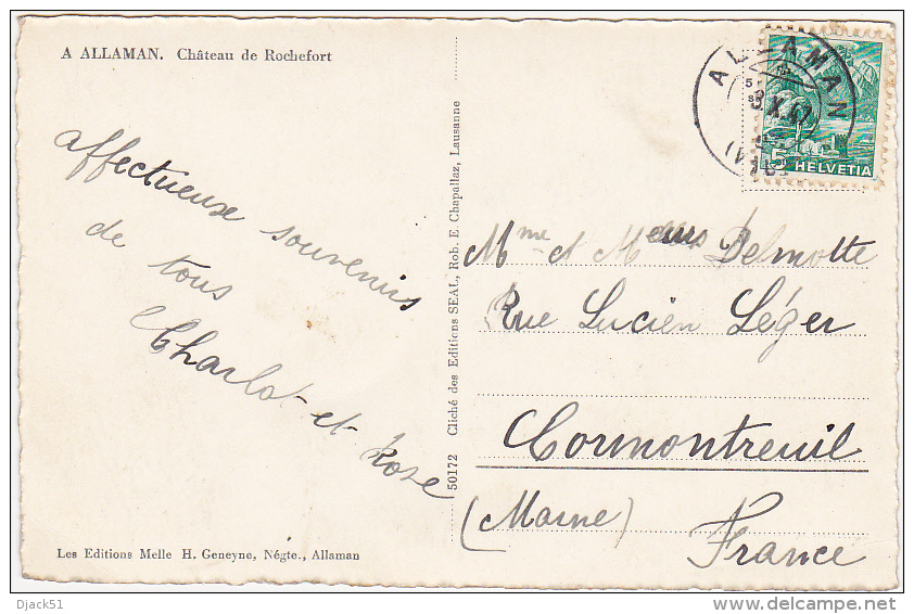 Suisse - Canton De VAUD - A ALLAMAN - Château De Rochefort - 1947 / 2 Scans - Allaman