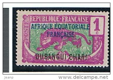 Oubangui-Chari 1c Yvert 43, Surcharge En Bleu, Charnière Quasi Invisible - Neufs