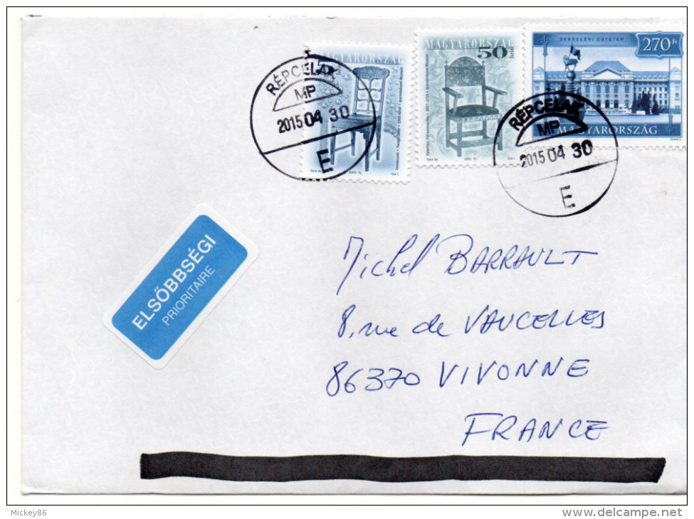 2015--Lettre De Hongrie  REPCELAX Pour La France---composition De Timbres - Lettres & Documents