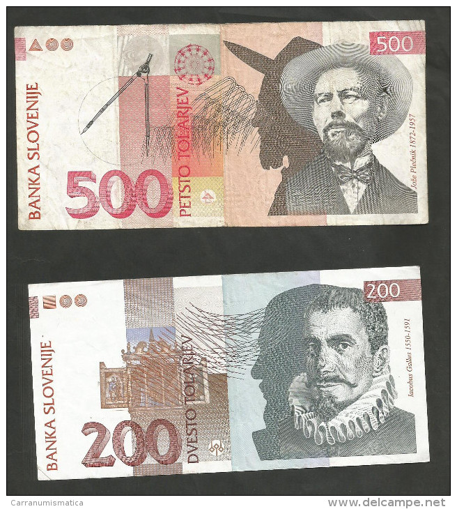 SLOVENIA - BANKA SLOVENIJE - 10 / 20 / 50 / 100 / 200 / 500 / 1000 TOLARJEV (1992) - LOT Of 7 DIFFERENT BANKNOTES - Slovenia