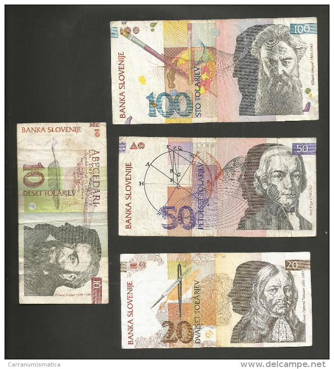 SLOVENIA - BANKA SLOVENIJE - 10 / 20 / 50 / 100 / 200 / 500 / 1000 TOLARJEV (1992) - LOT Of 7 DIFFERENT BANKNOTES - Slovenia