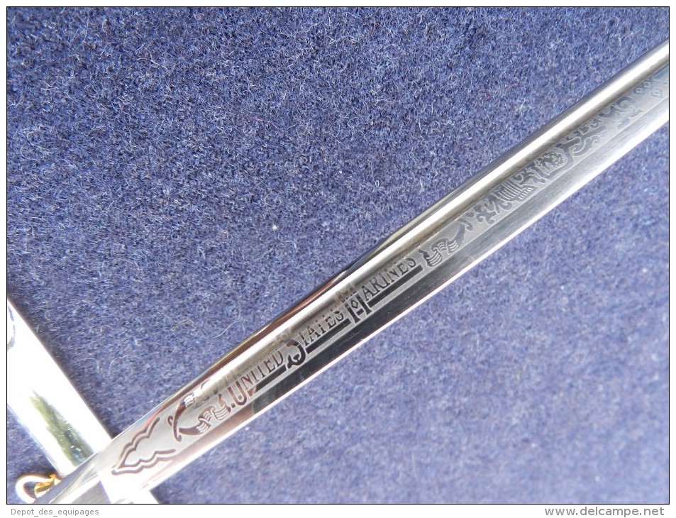 TRES BEAU SABRE OFFICIER U.S. MARINES fabrication W.K.C. SOLINGEN