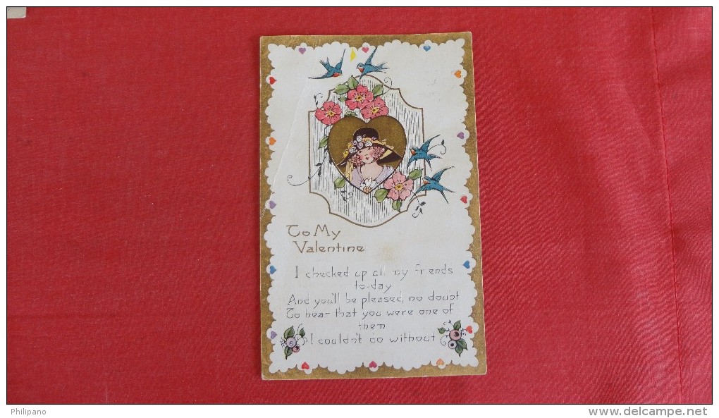 > Valentine's Day Embossed  Left Side Crease  2 Comm Stamps On Back -ref 1856 - Saint-Valentin