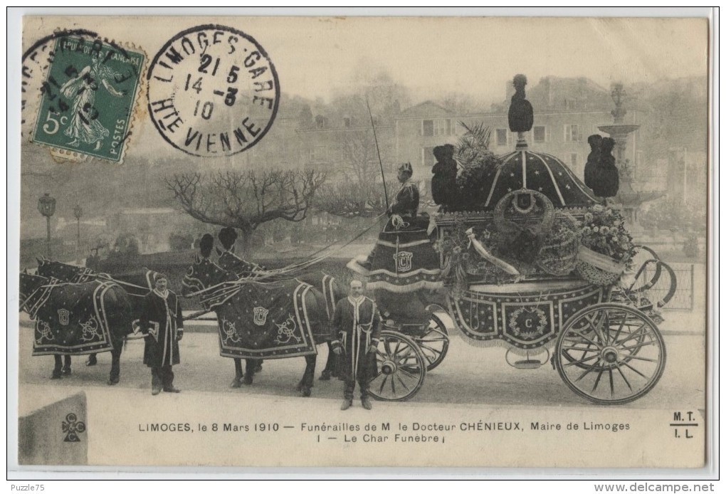 87 - LIMOGES - FUNERAILLES DU DOCTEUR CHENEUX - LE CHAR FUNEBRE - Limoges