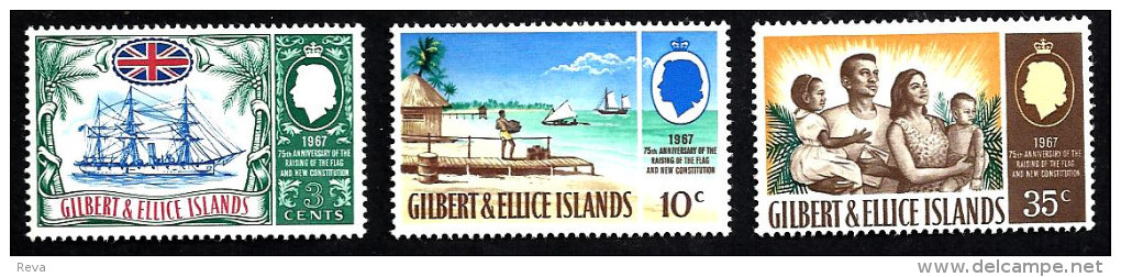 GILBERT & ELLICE ISLANDS BRITISH CONSTITIUTION 75 YEARS WOMAN CHILD SHIP SET OF 3 SG132-4 MINTLH 1967 READ DESCRIPTION - Gilbert & Ellice Islands (...-1979)