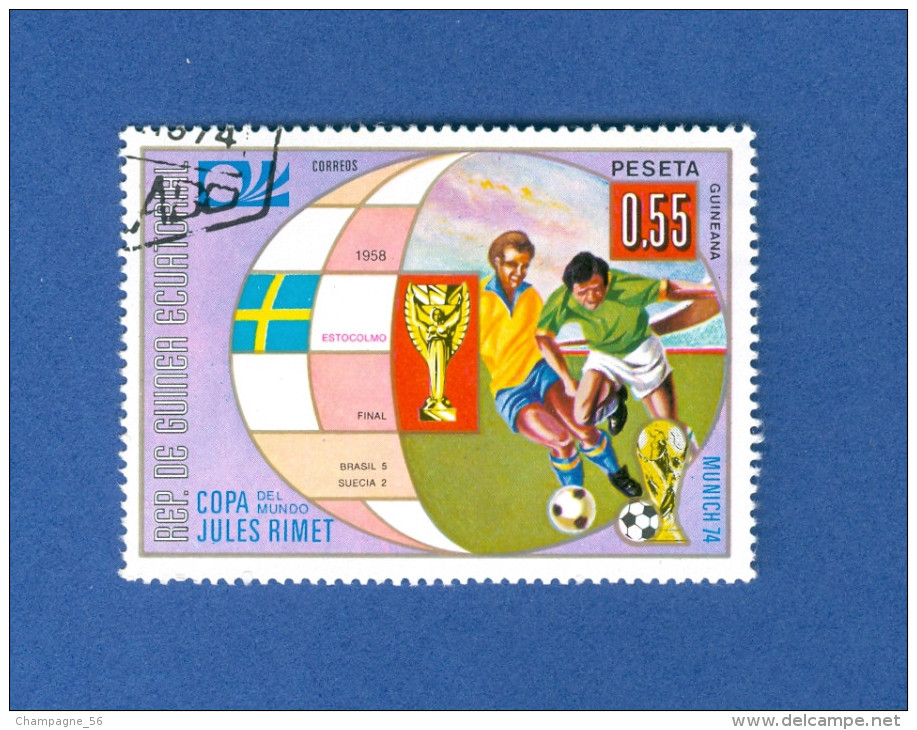 SUÈDE  1958  REP DE GUINEA EQUATORIALE FOOTBALL MUNICH 74  OBLITÉRÉ - 1958 – Sweden