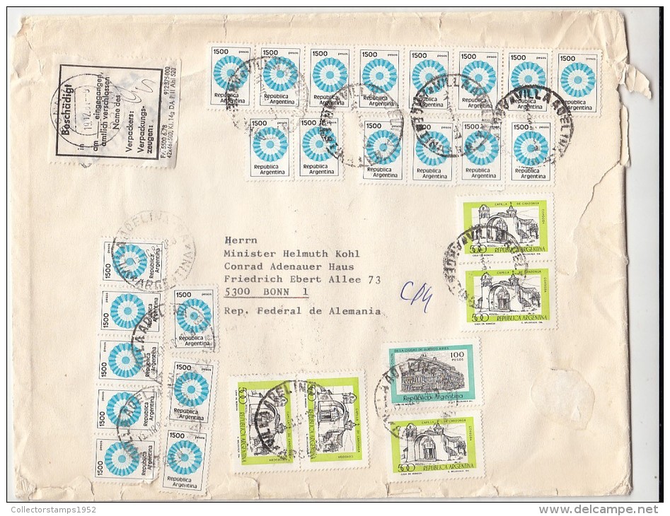 2284FM- ROSETTE, ARCHITECTURE, CHAPEL, THEATRE, STAMPS ON COVER, 1981, ARGENTINA - Lettres & Documents