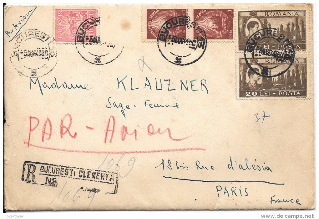 LE10- Lettre De Roumanie Vers La France De 1948. Correspondence à L´intérieur - Storia Postale