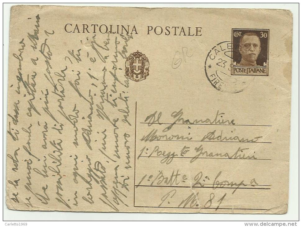 CARTOLINA POSTALE CENTESIMI 30 DEL 1942 - Storia