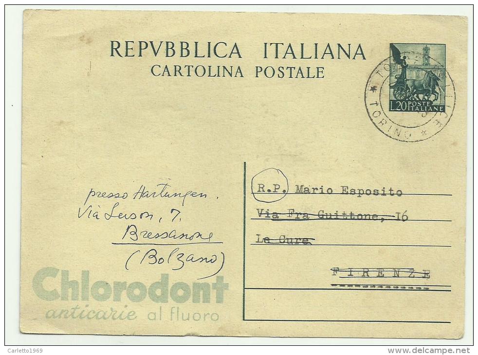 CARTOLINA POSTALE PUBBL.TA' CHLORODONT L.20 ANNO 1953 - Historia