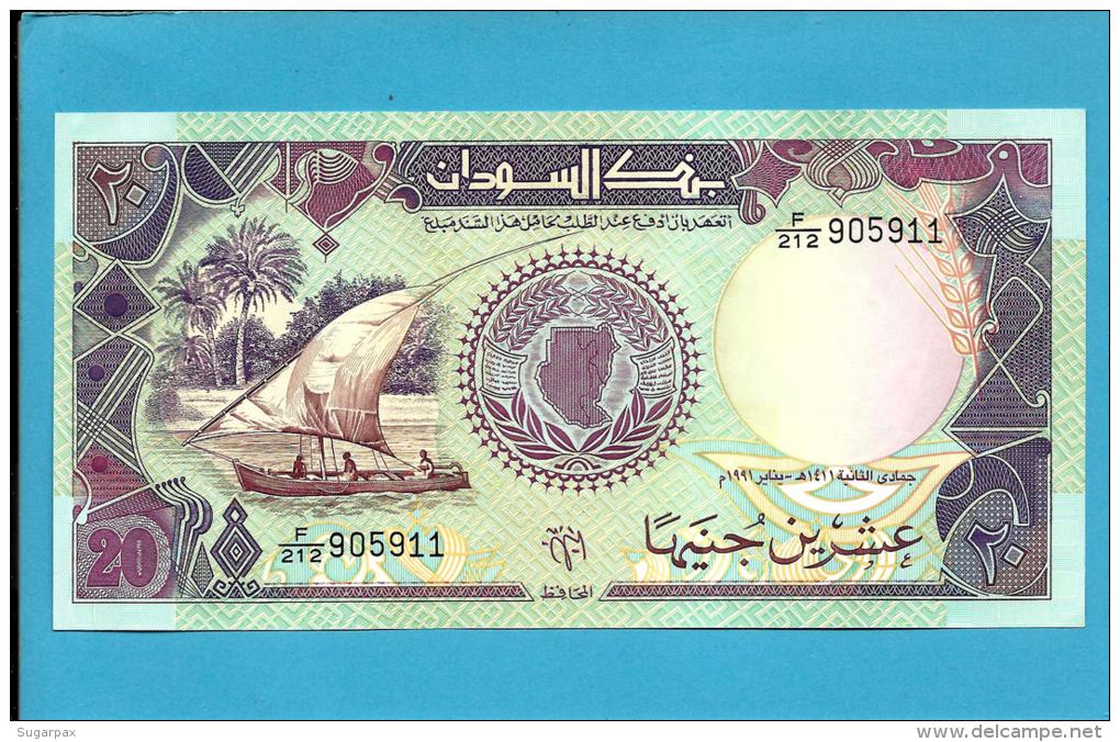 SUDAN - 20  SUDANESE POUNDS - 1991 - P 47 - UNC. - 2 Scans - Soedan