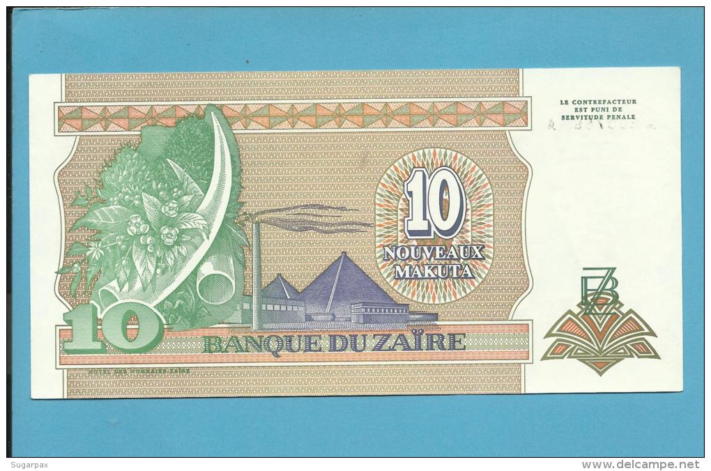 ZAIRE - 10 NOUVEAUX MAKUTA - 24/06/1993 - Pick 49 - Sign. 9  - UNC. - Mobutu - 2 Scans - Zaire