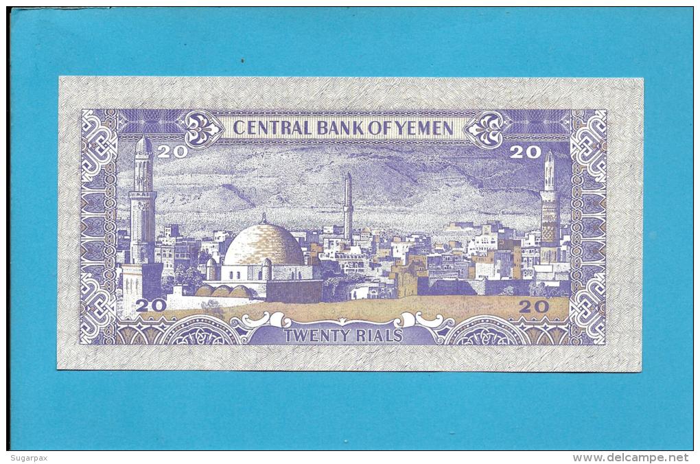 YEMEN ARAB REPUBLIC - 20 RIALS -  ND ( 1985 ) - P 19.c -  Sign. 8 - UNC. - W/ VERTICAL LINES - Central Bank Of Yemen - Yémen