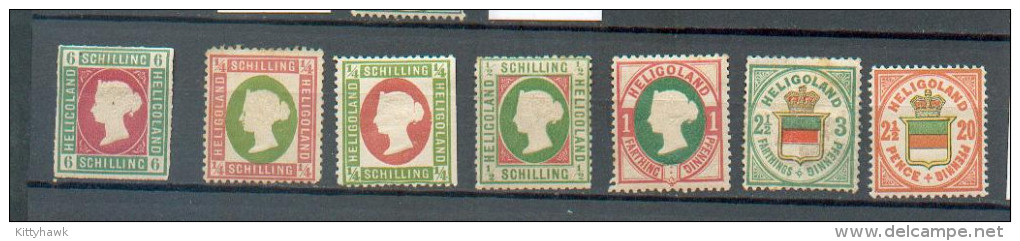 A 21 - 7 Valeurs  - 4 Sont * - 3 Sont (*) - Heligoland (1867-1890)