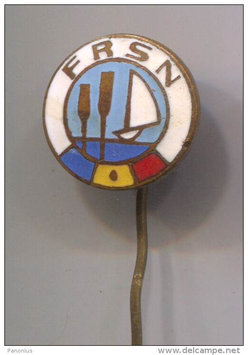 Rowing, Kayak, Canoe - FRSN Romania,  Vintage Pin Badge, Enamel - Canottaggio