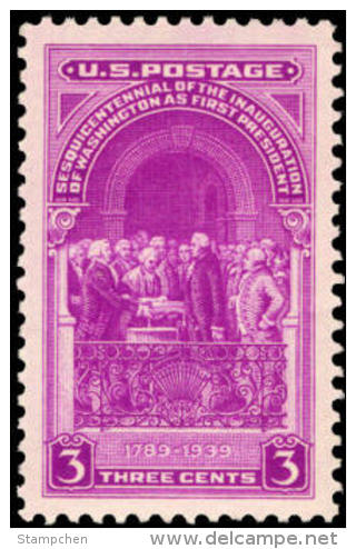 1939 USA Washington Inaugural - 150th Anniversary Stamp Sc#854 Famous History - George Washington