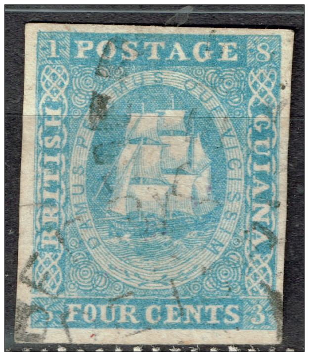 British Guiana Scott #11 Used B Repaired Small Tear Middle Left Fine 1853-9 Issue $850.00 - Guyana Britannica (...-1966)