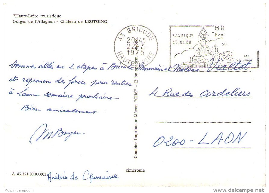 A12  / Dept 43 CPSM 1970 LE CHATEAU DE LEOTOING  VOYAGEE VOIR DOS - Autres & Non Classés