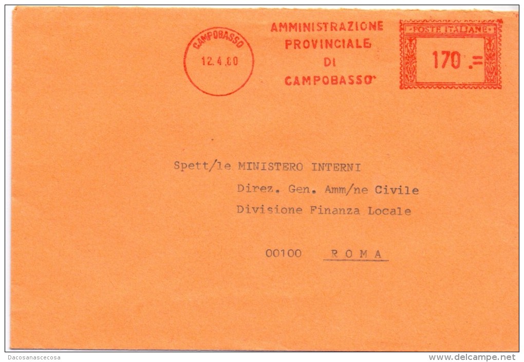 AMM. PROV. CAMPOBASSO - 86100 - 1980 - LS/AMR - FTO 12X18 - TEMA TOPIC COMUNI D'ITALIA - STORIA POSTALE - Macchine Per Obliterare (EMA)