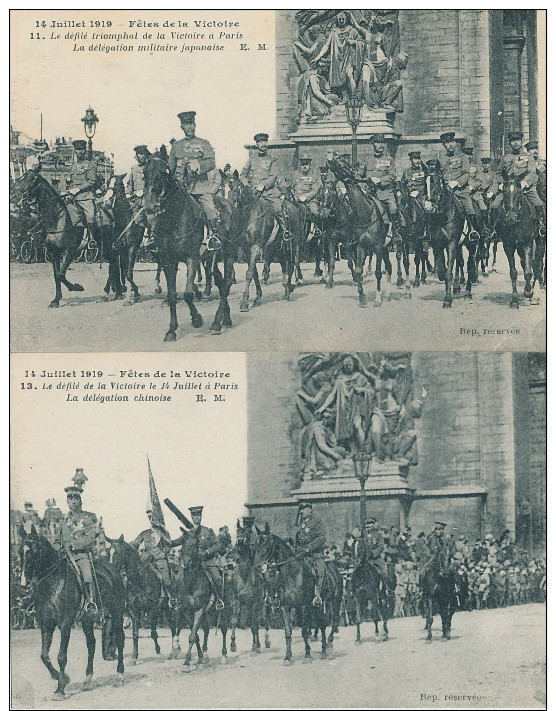 14 Juillet 1919. Fêtes De La Victoire. La Délégation Chinoise. La Délégation Japonaise. 2 Cartes - Sonstige & Ohne Zuordnung