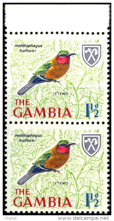 BIRDS-RED THROATED BEE EATER-PAIR-THE GAMBIA-MNH-A5-519 - Specht- & Bartvögel