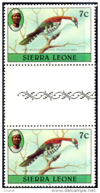 BIRDS-WHITW BELLIED CUCKOO-GUTTER PAIR-SIERRA LEONE-1980-MNH-A5-523 - Cuckoos & Turacos