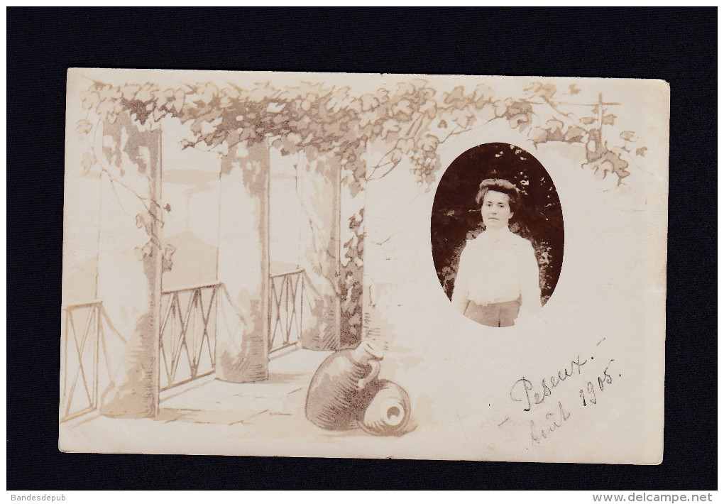 Carte Photo Suisse NE Portrait Femme écrite Depuis Peseux En 1905 Vers Nyon - Peseux