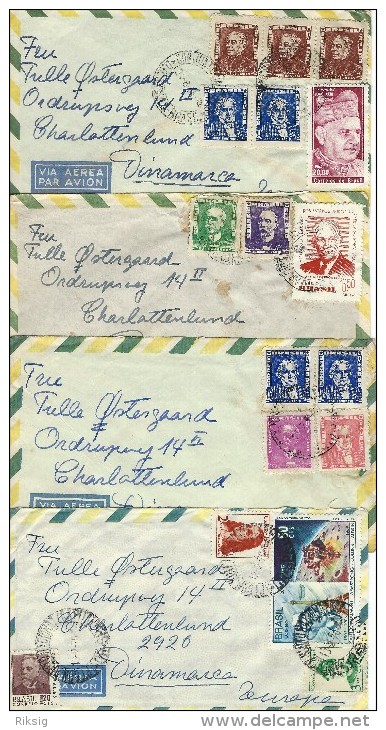 Brazil - 4 Covers Sent To Denmark.  H-71 - Airmail