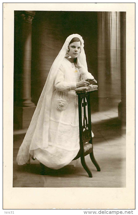 Fêtes - Voeux - Religions & Croyances - Christianisme - Jeune Fille - Communion - Carte Photo - état - Kommunion