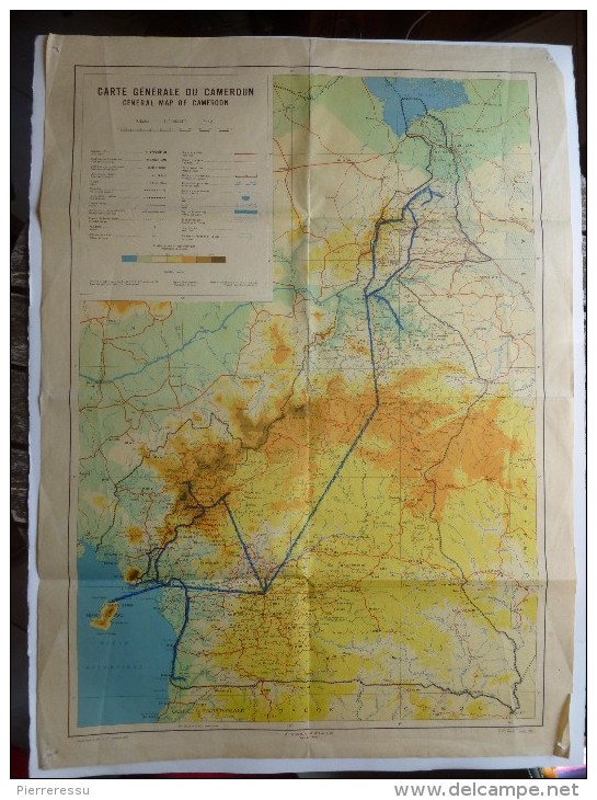 CARTE GENERALE DU CAMEROUN 1969  DIM  73 X 53 - Carte Geographique