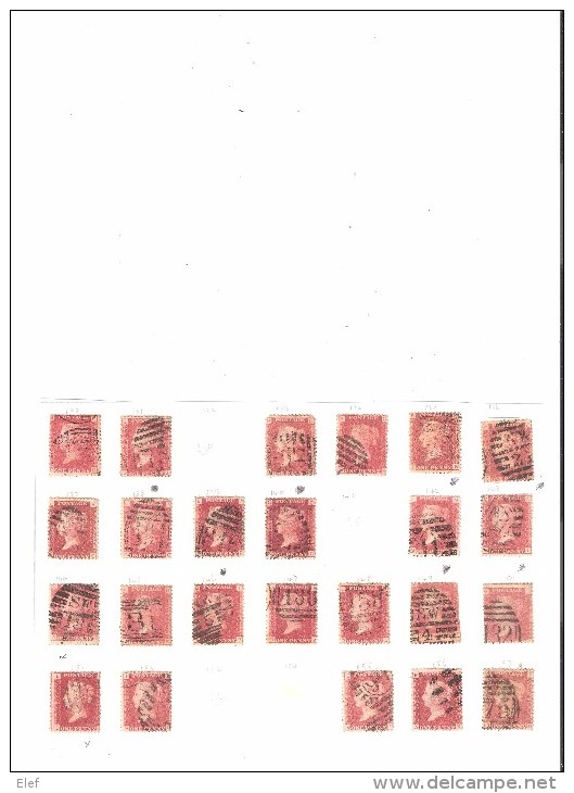 GB , Victoria : Collection De N° De Planches / Plate Sur N° 26 , 1 P : 130 / 131 ,133 / 140, 142 / 152,155 / 157,obl TB - Used Stamps