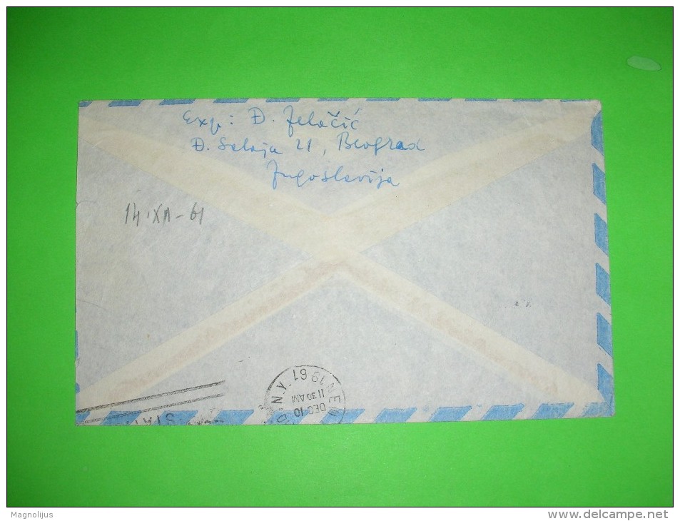 Yugoslavia,SFRJ,airmail Cover,via Aerea Letter,postal Vertical Stamps,philatelic,Belgrade-New York,franked 3x50 Dinars - Luftpost