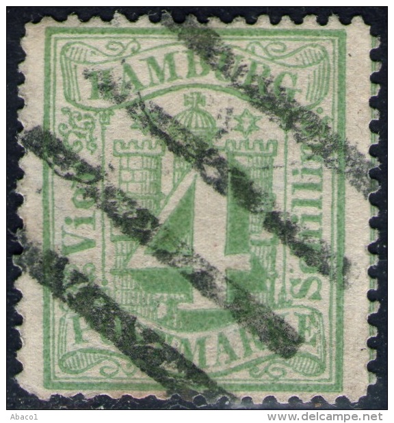 4 Shilling Grünoliv - Hamburg Nr.16 B Mit Balkenstempel - Tief Geprüft BPP - Kabinett - Hambourg