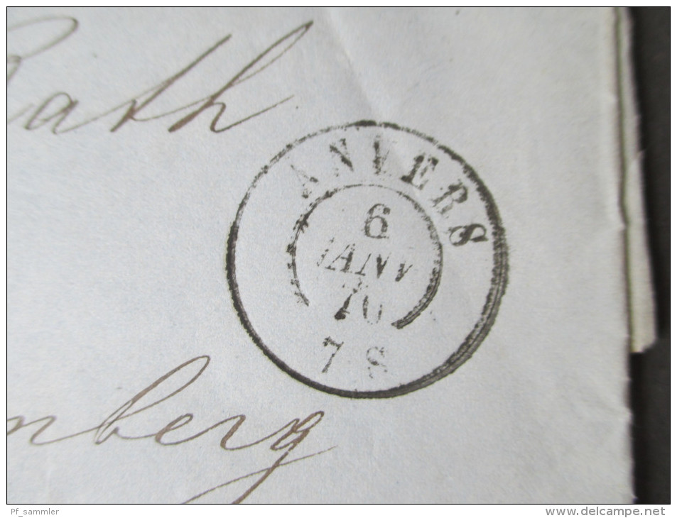 Belgien 1870 Nr. 28 EF. P.D. Anvers Nach Sassenberg. C. Schmid&Cie. Geschäftsbrief. Rechnung. Papier Mit Wasserzeichen - 1869-1883 Leopold II.