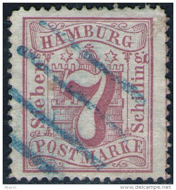 7 Shilling Graulila - Hamburg Nr.19 Mit Balkenstempel - Tief Geprüft BPP - Kabinett - Hamburg