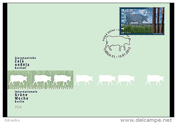 LATVIA LETONIE 2015  FDC Green Week - Latvian Agriculture 2015 COW - Koeien