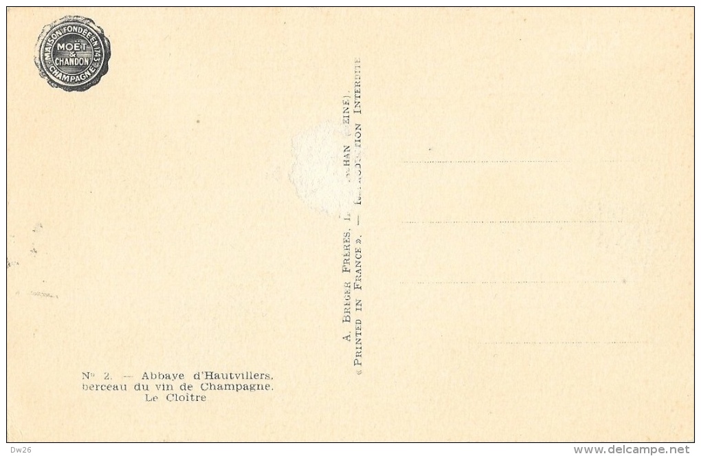 Publicité Moët Et Chandon - Lot De 4 CPA Non Circulées (Hautviliers, Dom Pérignon, Salons De Réception, Cave...) - Werbepostkarten