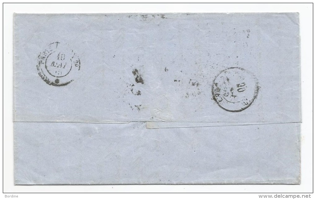 - Lettre - SEINE - PARIS-Etoile Muette S/TPND Bleu Laiteux N°14 + Càd Type 15 - 1855 - 1853-1860 Napoleon III