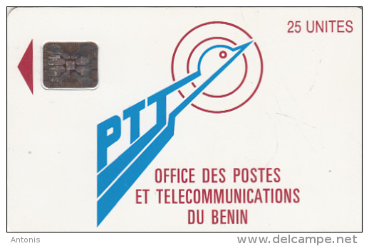 BENIN - PTT Logo, First Chip Issue 25 Units(matt Surface), Chip SC5, White CN : C3A000567, Used - Benin