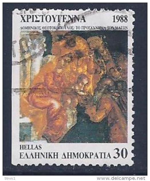 Greece, Scott #1651a Used Single Painting, Perf On 3 Sides 1988 - Used Stamps