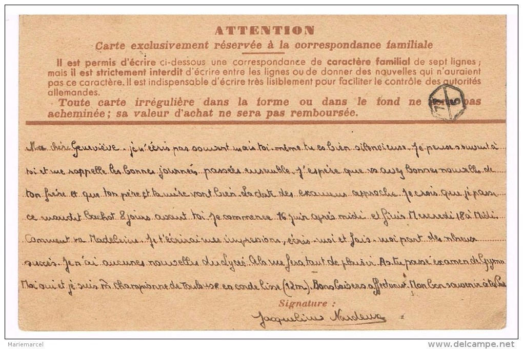 Carte Postale. Entier Postal. FRANCE PRIX DE VENTE 0.90.Cachet TOULOUSE HAUTE-GARONNE 31.Cachet 77/5.  1941 - Standard Postcards & Stamped On Demand (before 1995)