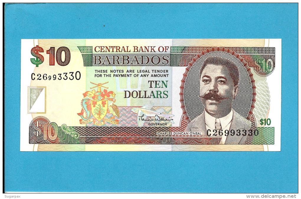 BARBADOS - 10 Dollars  - ND ( 2000 )  - P 62 - UNC -  Sign M. Williams  - 2 Scans - Barbados