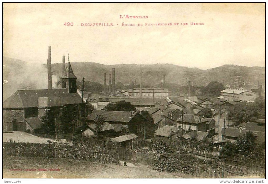 Cpa DECAZEVILLE 12 Eglise De Fontvergnes Et Les Usines - Decazeville